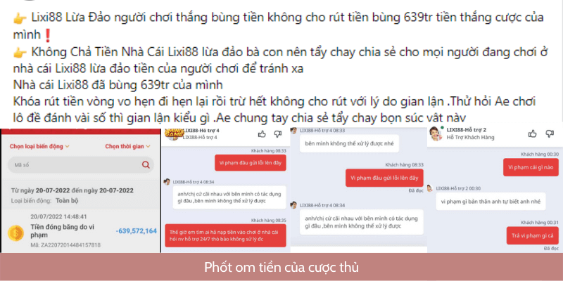 Lixi88 lừa đảo, chiếm đoạt tài sản - Drama chấn động làng bet 4 Các tin đồn Lixi88 lừa đảo đối với người chơi