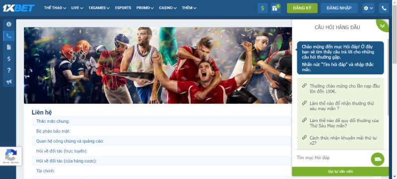 Liên hệ đến nhà cái 1xBet