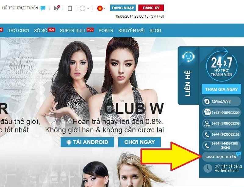 Liên hệ vào nhà cái W88