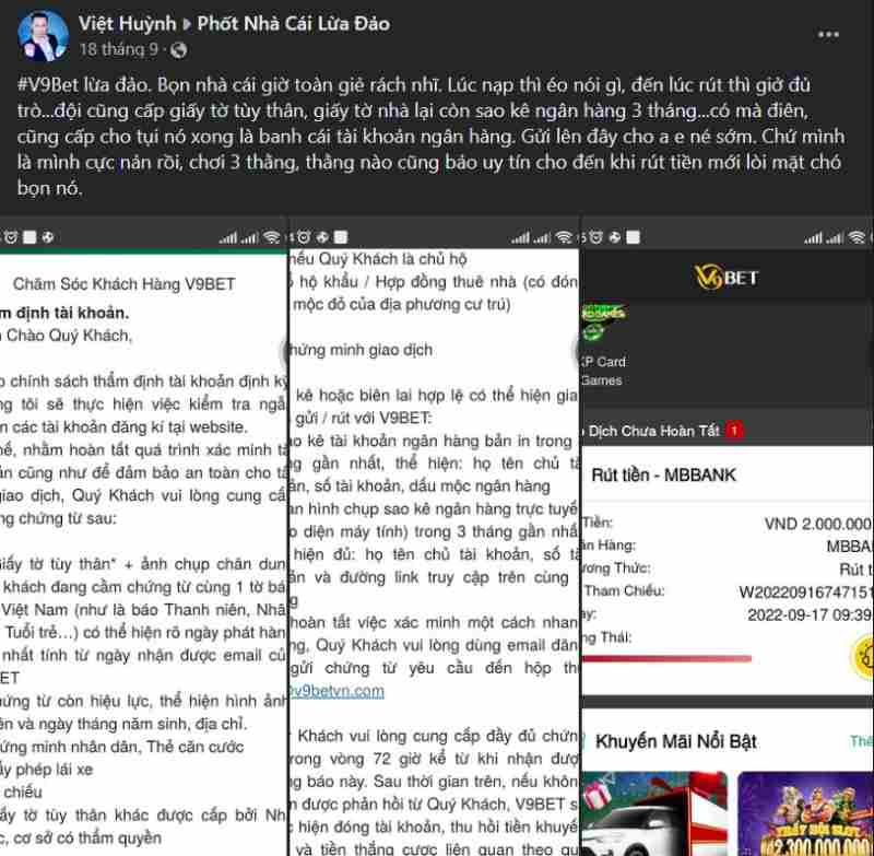 Nhà cái v9bet lừa đảo 50 triệu của người chơi? - Đâu là sự thật? 2 v9bet lừa đảo 50 triệu